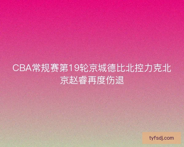 CBA常规赛第19轮京城德比北控力克北京赵睿再度伤退