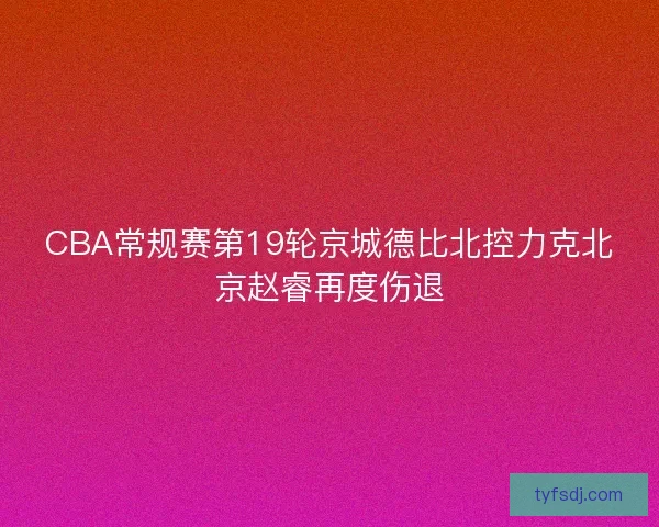 CBA常规赛第19轮京城德比北控力克北京赵睿再度伤退